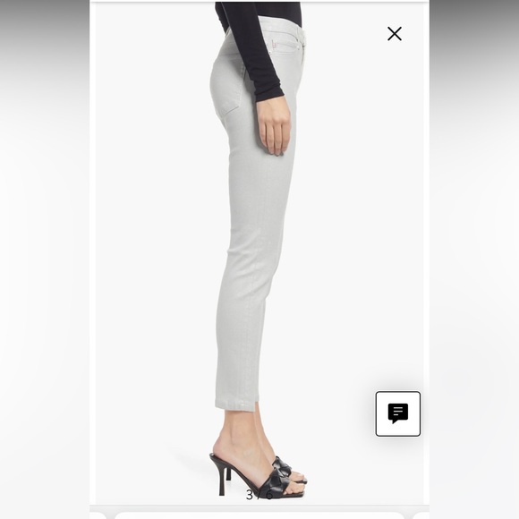 AG sparkly Farrah Skinny High-Rise Ankle Jeans Luminous silver fade to Grey - Picture 6 of 9